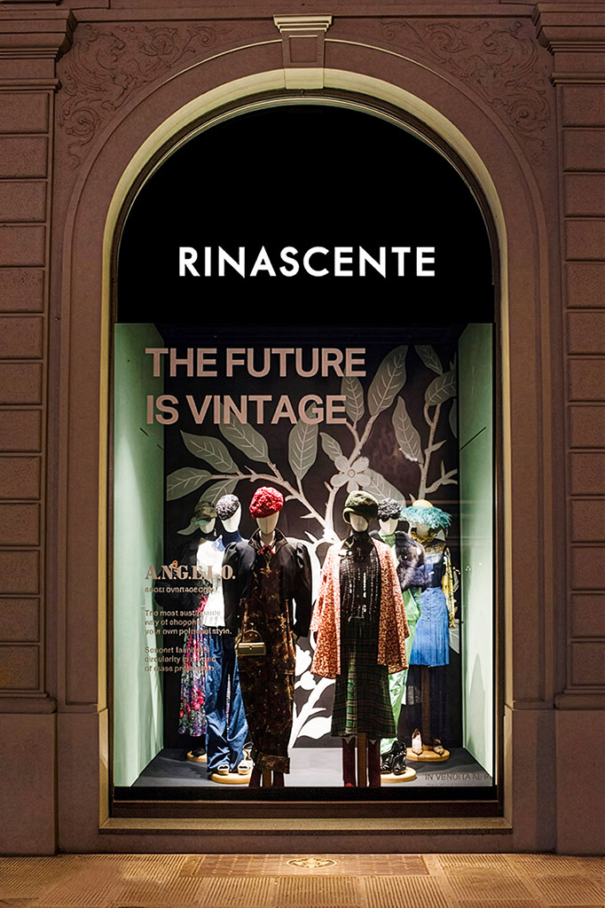 „Second Market ist keine Alternative zum Retail, er erweitert ihn.“ Eines der Rinascente-Fenster während der Kooperation mit A.N.G.E.L.O.